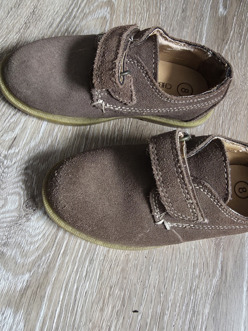 Cherokee Brown Suede Hook-and-Loop Dress Shoes for Kids